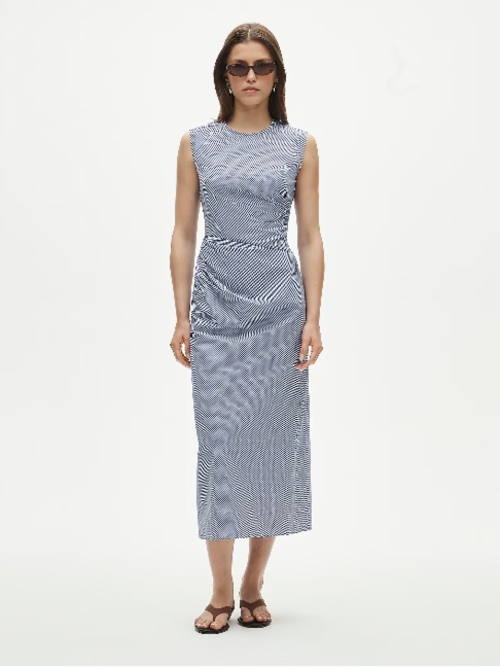 J.Crew Tall Ruched midi dress in stretch cotton-blend poplin CV548